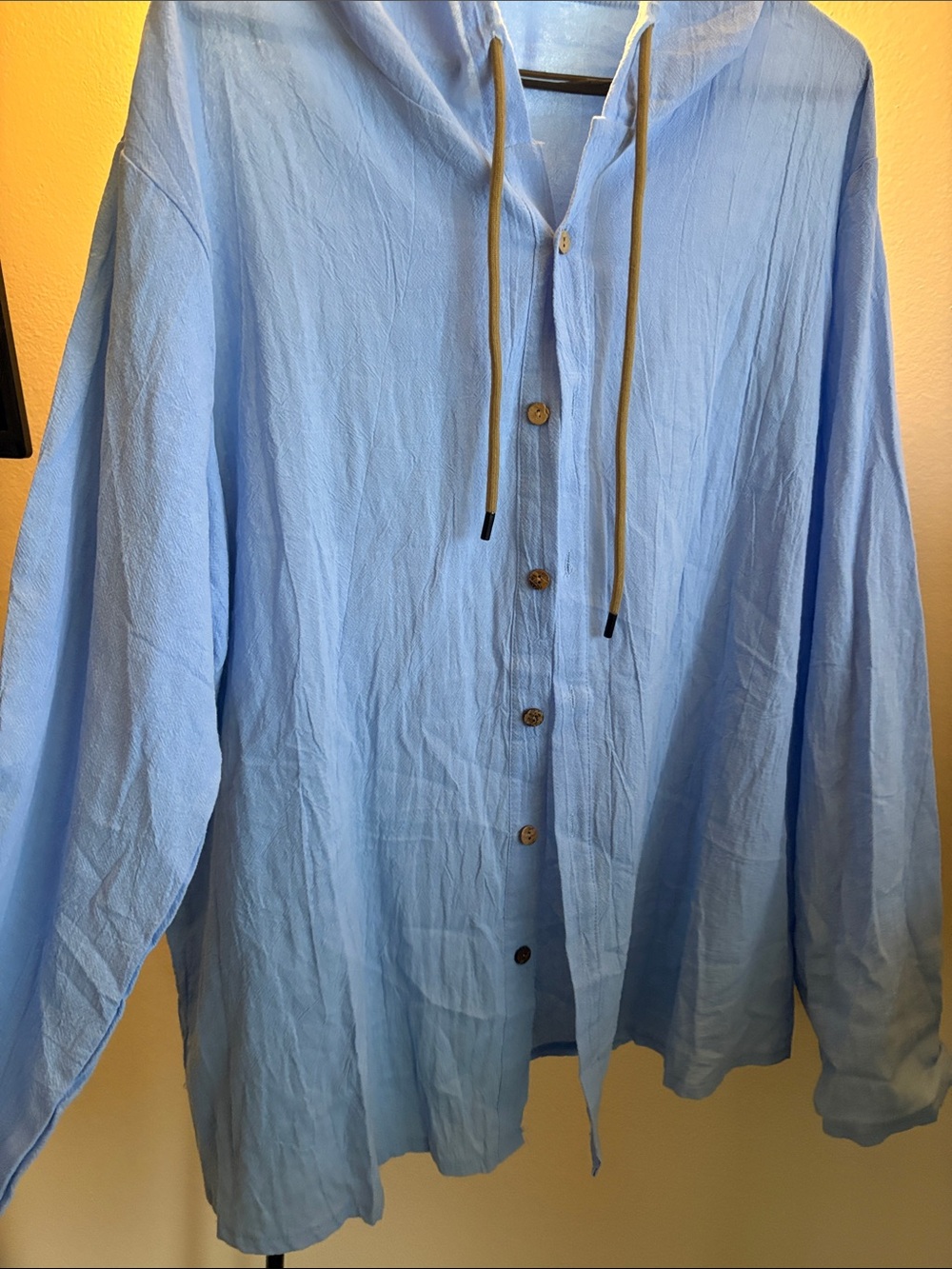 Men's Lightweight Sky Blue Hooded Shirt Jacket